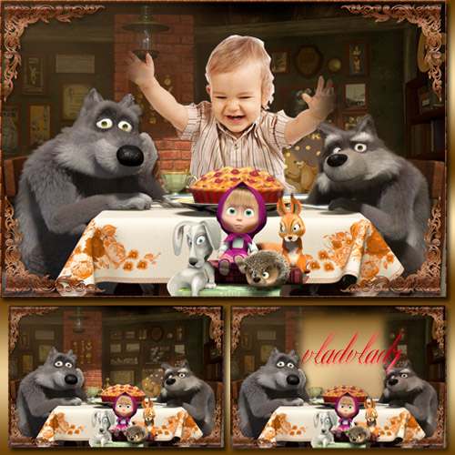 Kid's Photoframe - Masha, Hares, Squirrels and other
