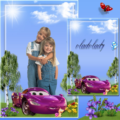 Kid's Photoframe with Cars - Outdoors