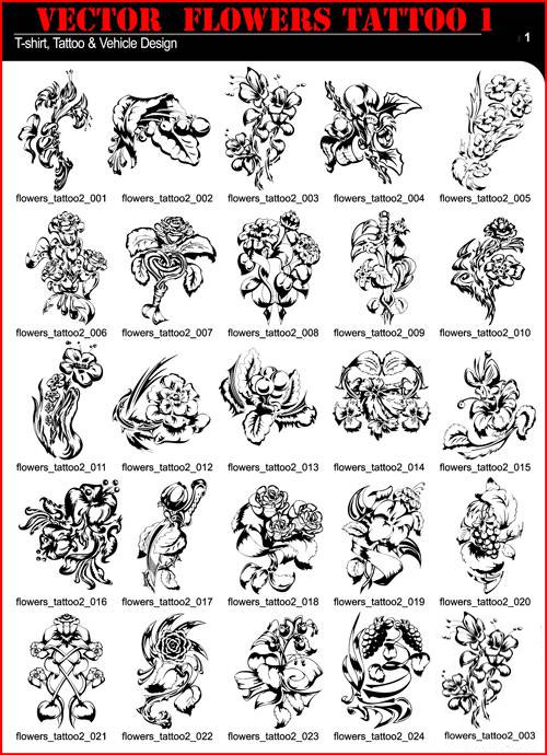 Vector Clipart Flowers Tattoo