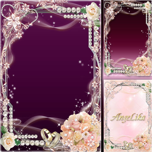 Wedding Frame - Roses, Pearls and Gentle Veil