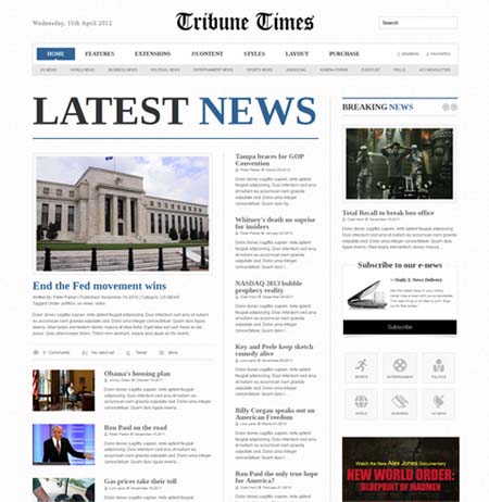 JoomlaJXTC - Tribune Times - Joomla Theme 1.5 and 2.5