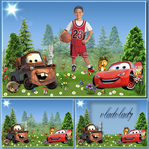 Kid's Photoframe - Cars in the forest