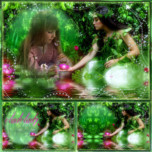 Fantasy Photoframe - River nymph and the magic water lily