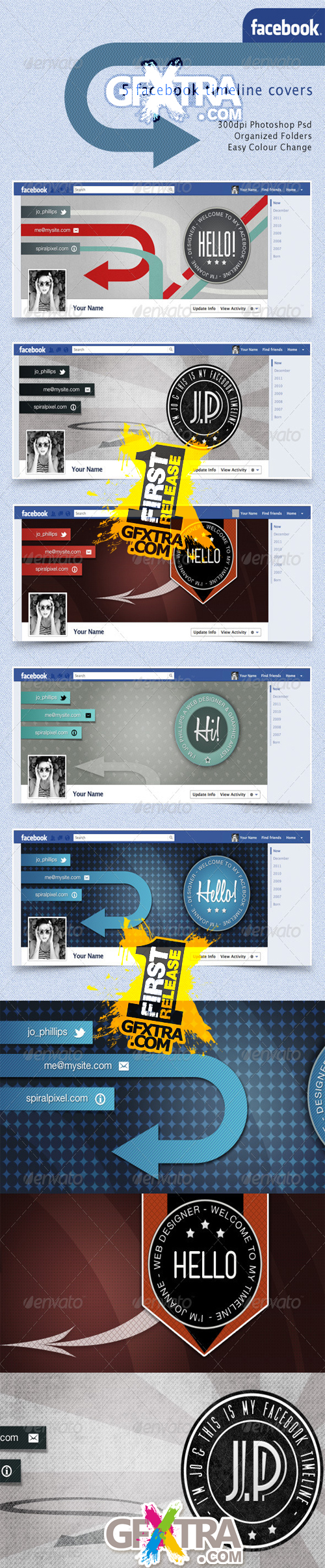 GraphicRiver - Facebook Timeline Covers - Retro Badges