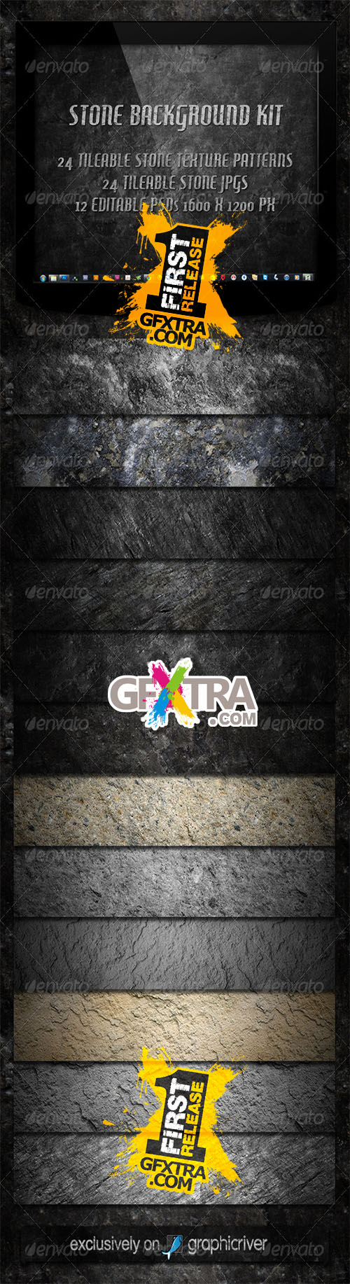 GraphicRiver - 12 Tileable Stone Textures Background Kit