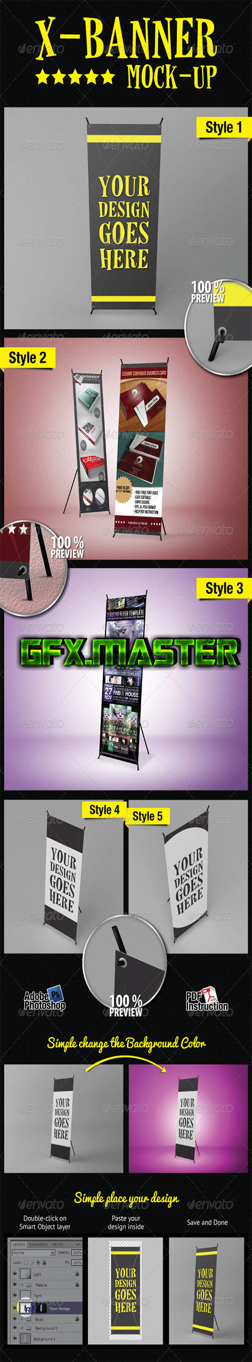 GraphicRiver - Standing X-Banner Mockup