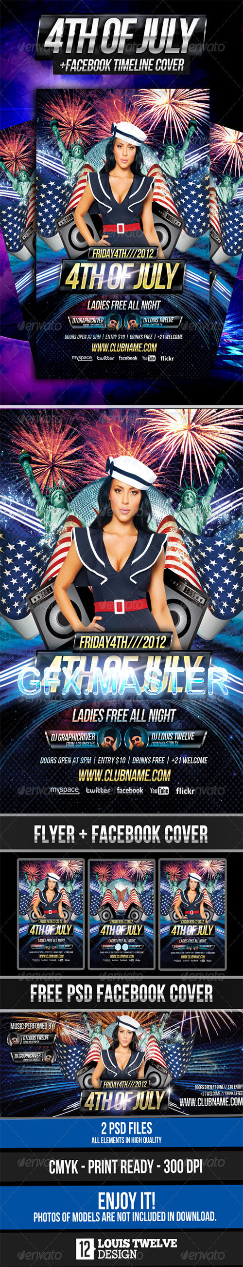 GraphicRiver - 4th of July Party Flyer + Facebook Timeline Cover