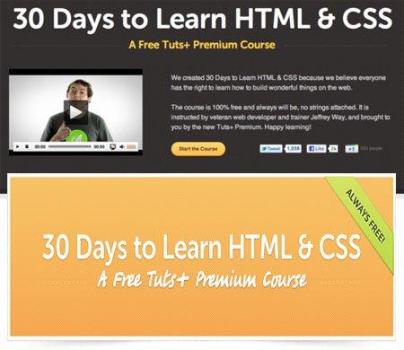 TutsPlus: Premium Courses: 30 Days to Learn HTML and CSS
