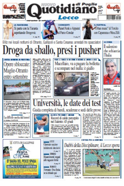 Nuovo Quotidiano di Puglia - Lecce (07.08.2012)