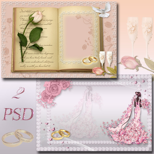 Vintage Wedding Frames for Photoshop - Perfect bride and Ode to love