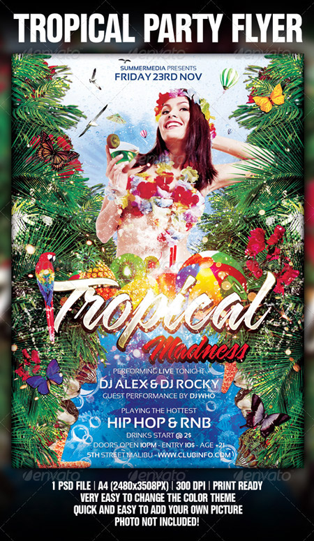 GraphicRiver Tropical Summer Madness Party Flyer Poster