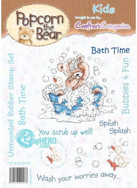 Popcorn The Bear Kids Collection: Bath Time Stamp Set by Crafter\'s Companion