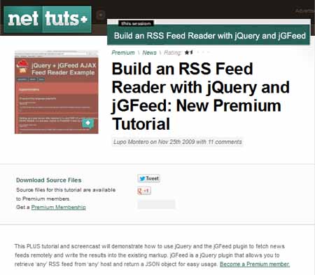 Build an RSS Feed Reader with jQuery and jGFeed - NetTuts+