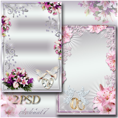 Photo Frames for Wedding - Wedding bouquet of assorted, Pink lilies