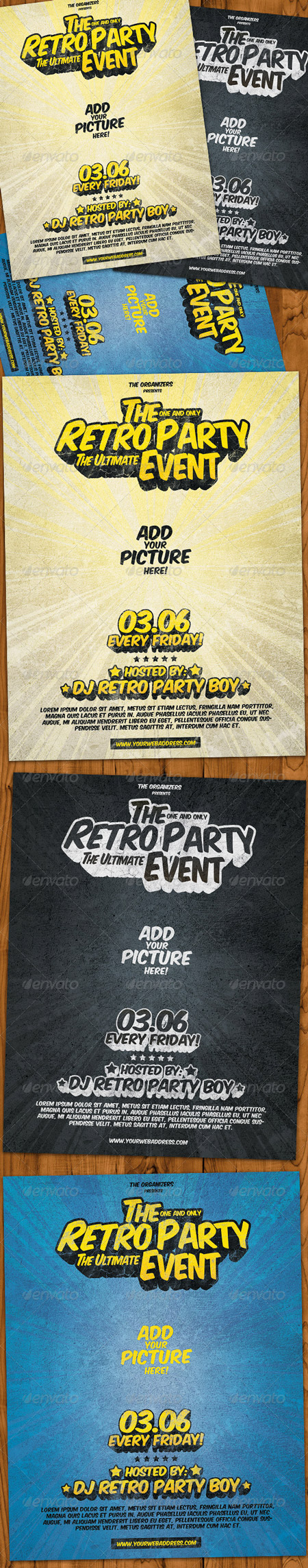 GraphicRiver Retro Party Flyer 3 in 1
