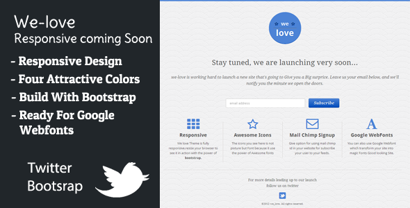 ThemeForest - We-love - Responsive Coming Soon Template
