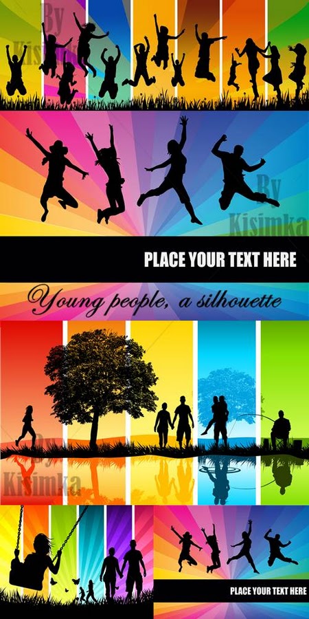 Stock Photo: Young people, a silhouette