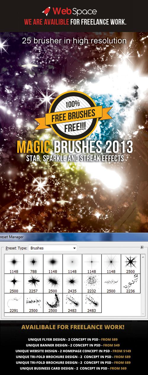 Magic Sparkle and Streak Effects Brushes for Photoshop