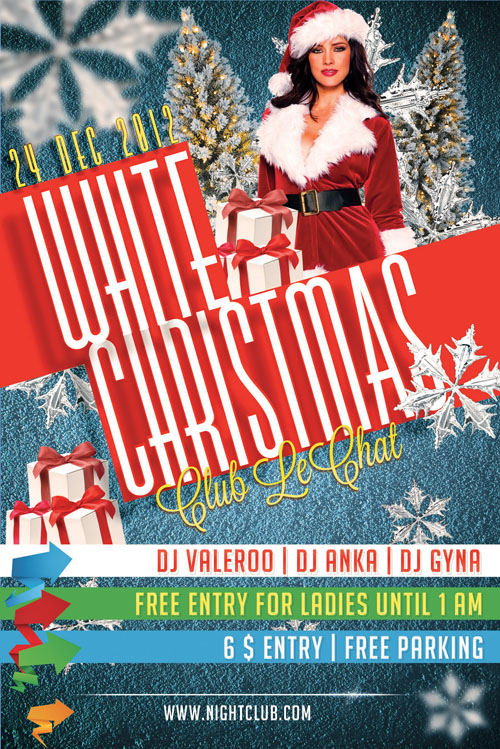 White Christmas Party Flyer/Poster PSD Template #2