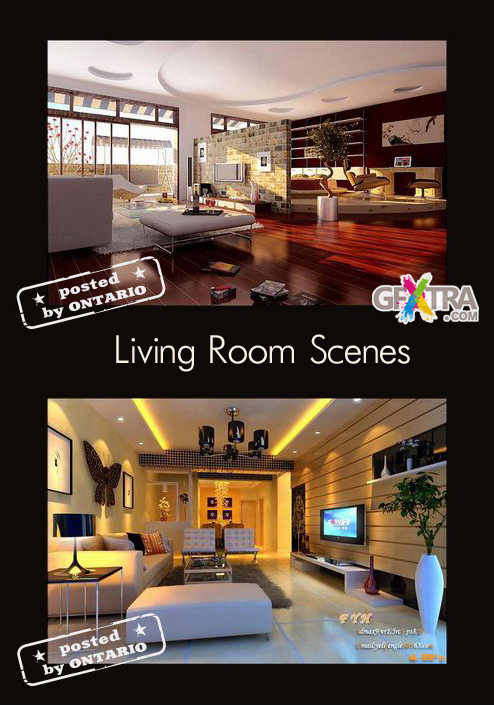 Living room Interiors scenes for 3ds Max, part 4
