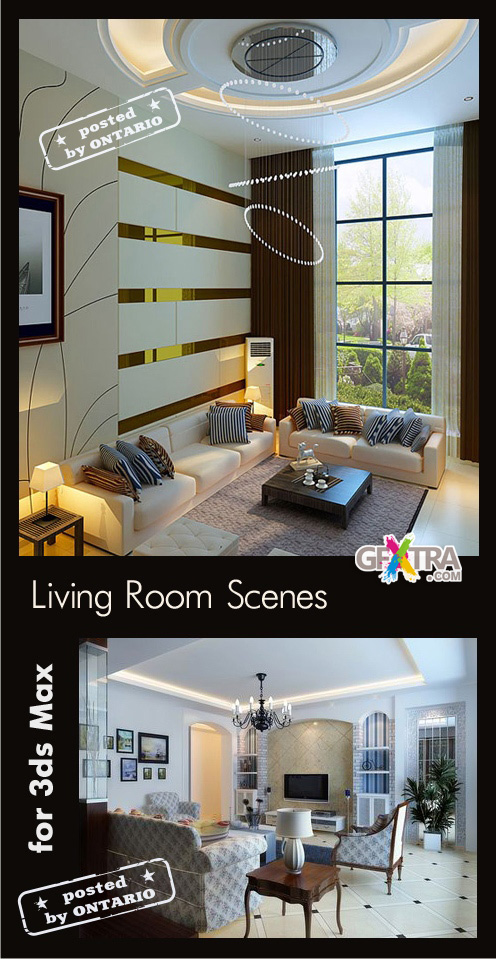 Living room Interiors scenes for 3ds Max, part 5