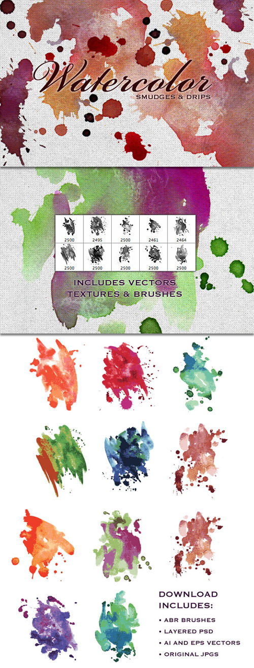 WeGraphics - Watercolor Smudges  Vectors, Textures and Brushes