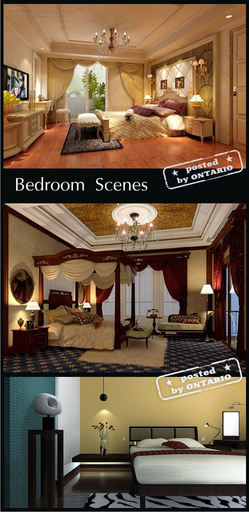 Bedroom Interiors Scenes for 3ds Max, part 1