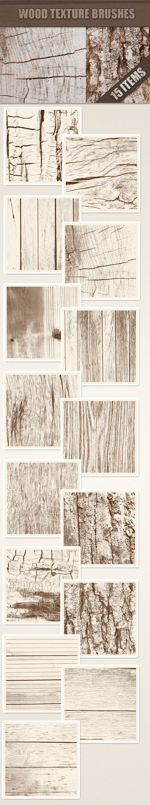 Designtnt - Wood Photoshop Brushes Set 1