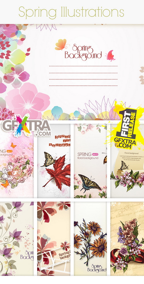 Spring Vector Illustrations, Templates 75xEPS