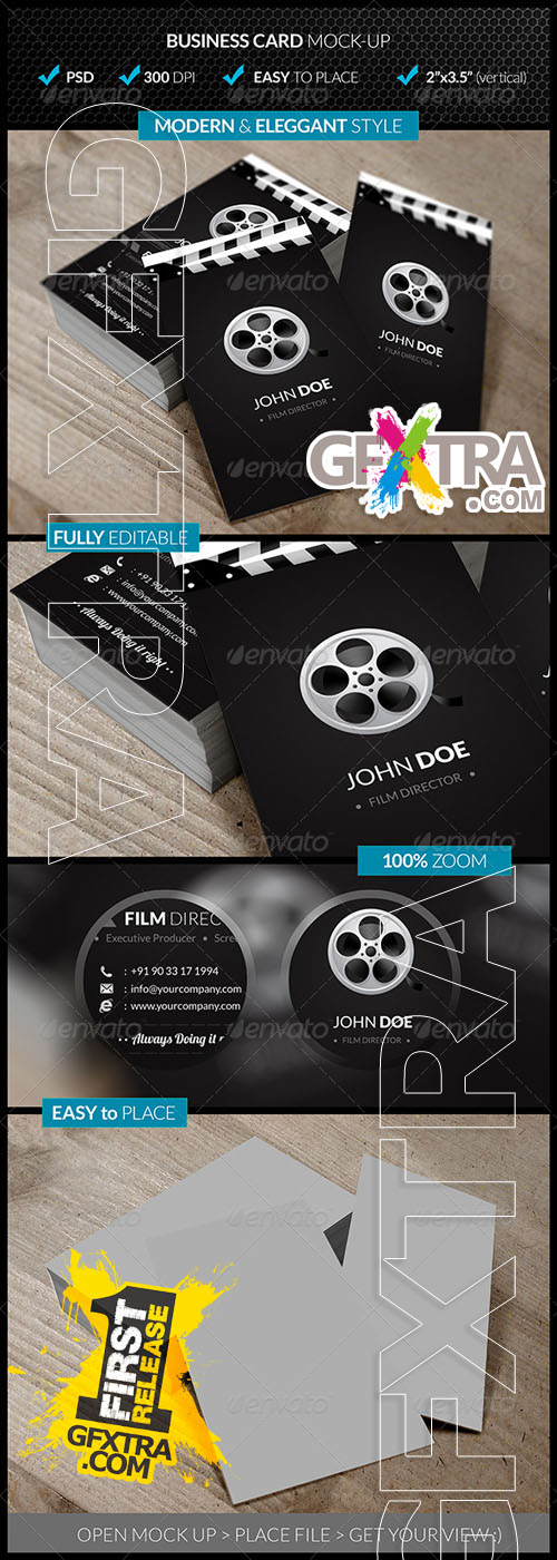 GraphicRiver -  Verticle Business Card Mock-Up 4545040