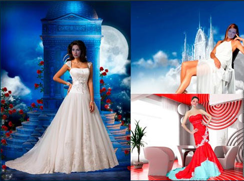 Templates for Photoshop - Girls in beautiful dresses