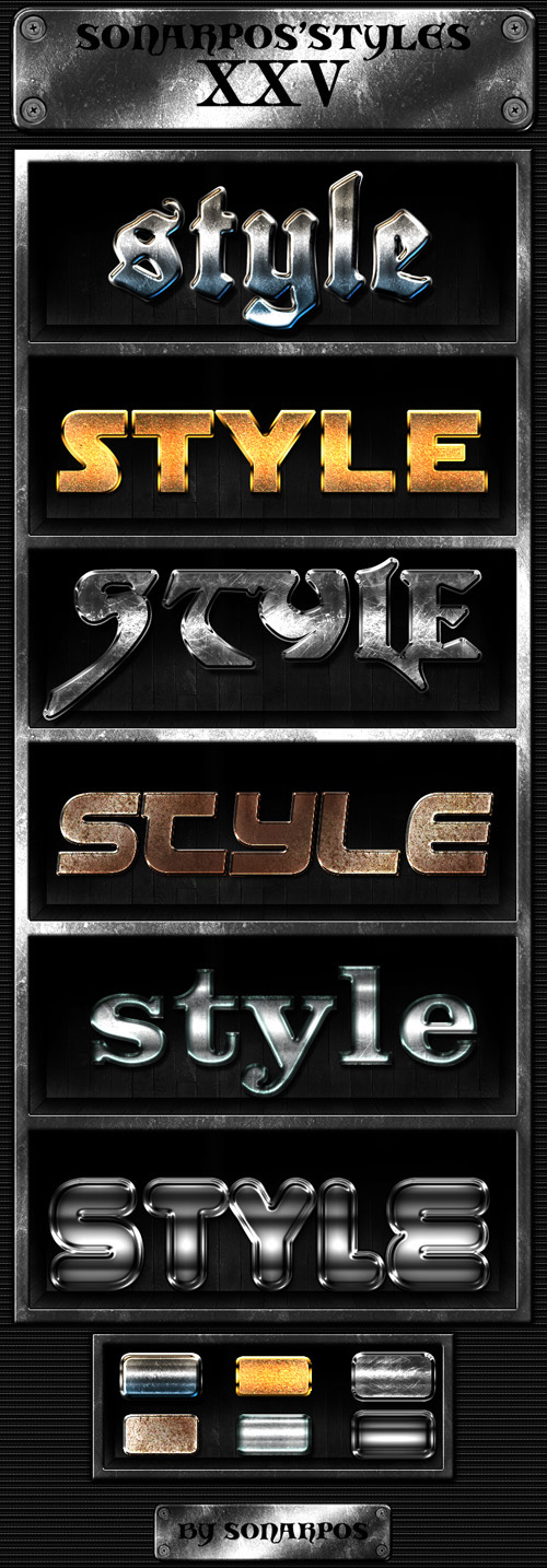 Metal Styles for Photoshop, Pack 2