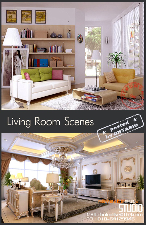 Living room Interiors Scenes for 3ds Max, part 9