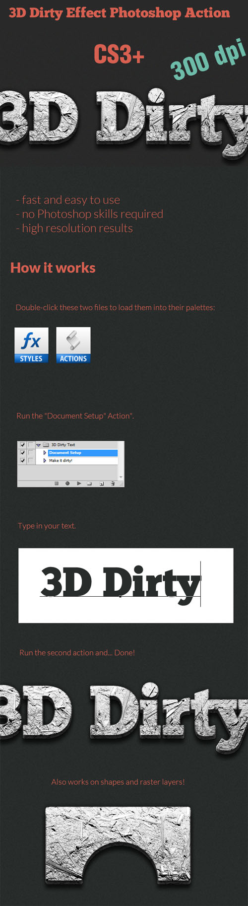 Designtnt - 3D Dirty Effect Ps Text Styles