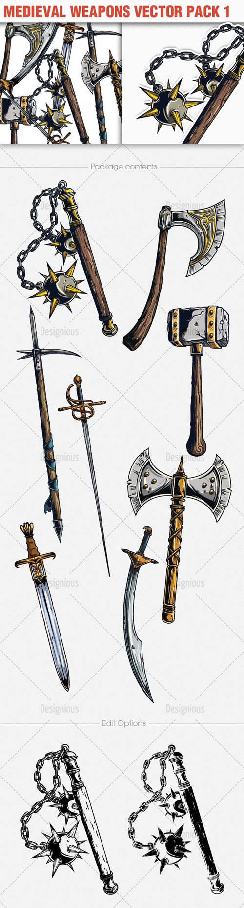 Medieval Weapons Photoshop Vector Pack 1