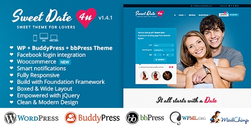 ThemeForest - Sweet Date v1.4.1 - More than a Wordpress Dating Theme - FULL