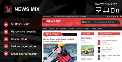 ThemeForest - News Mix Responsive HTML 5 Website Template - RIP