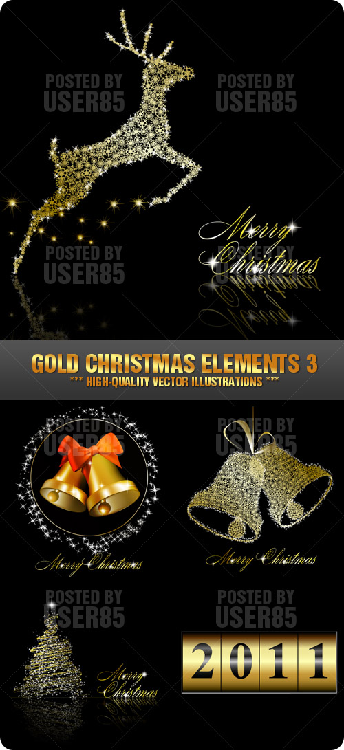 Stock Vector - Gold Christmas Elements 3
