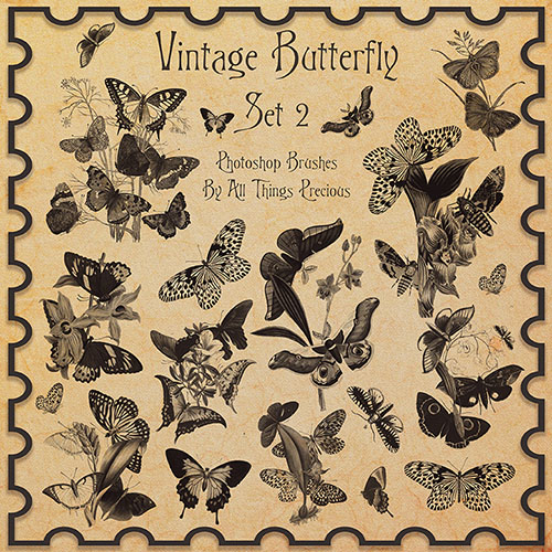 ABR Brushes - Vintage Butterflies SET 2