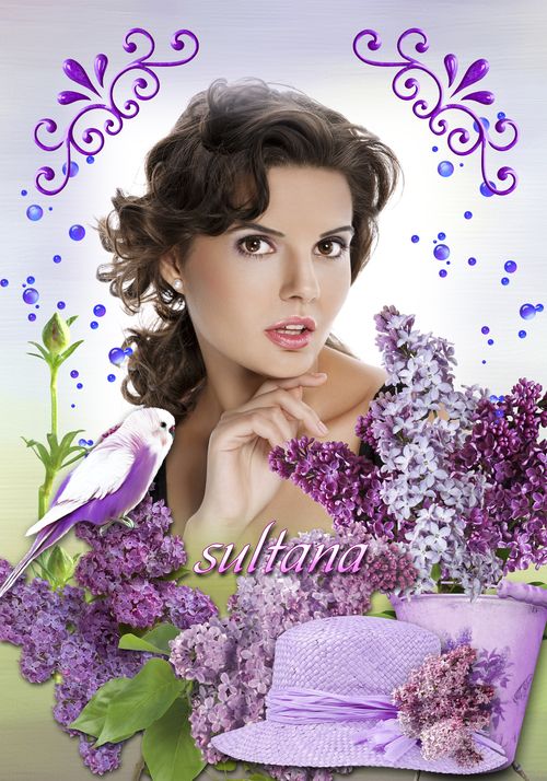 Frame for Photoshop - sprigs of fragrant lilacs