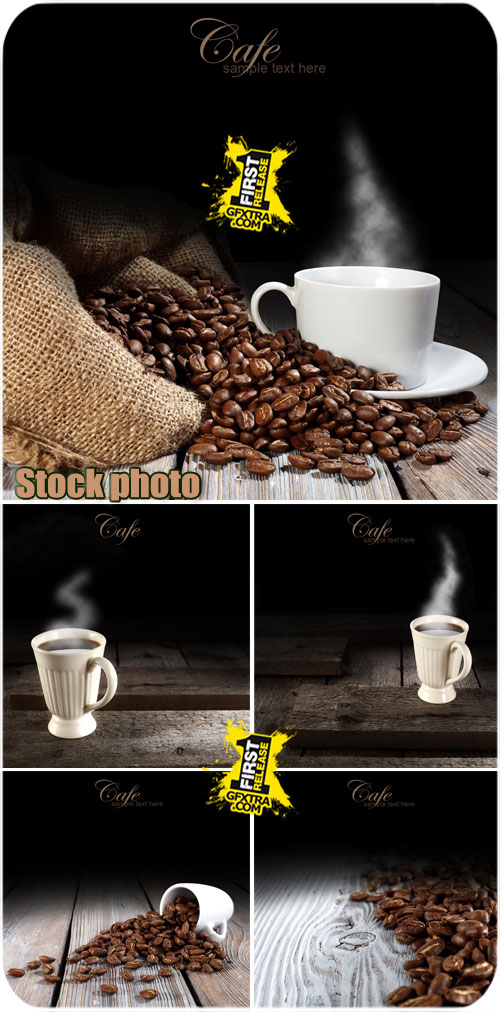 Coffee, Cup of Coffee, Coffee Beans Raster Cliparts 5xJPG