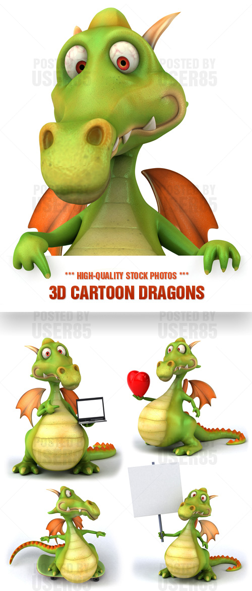 Stock Photo - 3D Cartoon Dragons