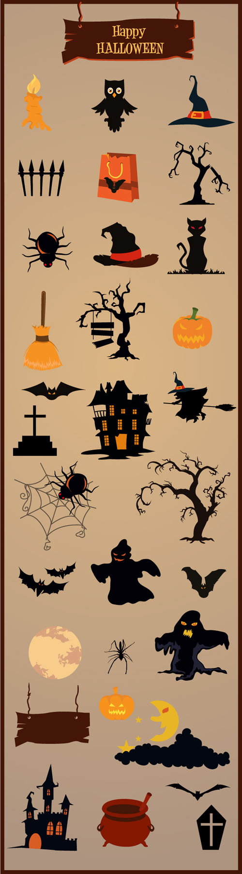Designtnt - Halloween Vector Elements set 1