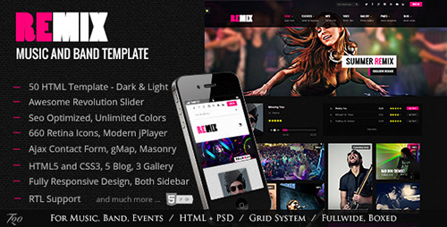 ThemeForest - Remix - Music and Band HTML5 Template - RIP