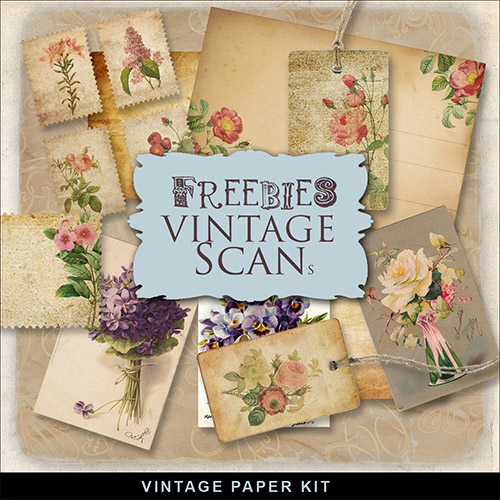 Scrap-kit - Vintage Paper With Flowers