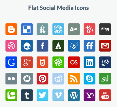 Flat Social Media PNG & PSD Icons