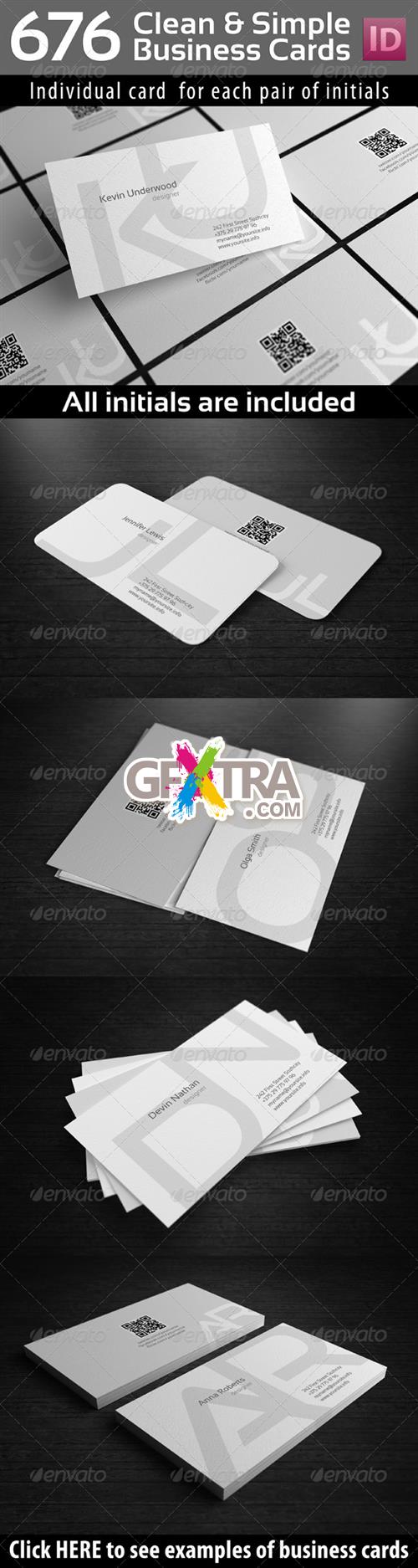 GraphicRiver - Initials Clean Simple Business Cards with QR-Code