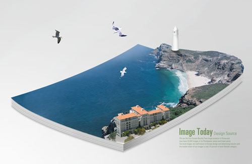 PSD Source - 3D Book Ocean Cover Template