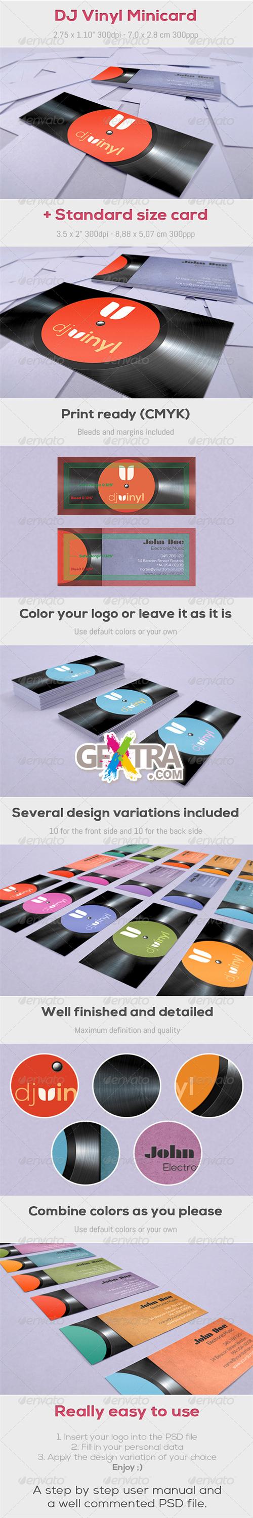 GraphicRiver - DJ Vinyl Minicard + Standard size card