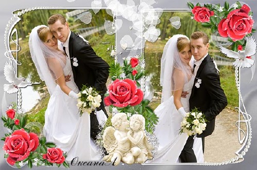 Wedding frame for two photos - I loved you, I love you, let the angel keeps us